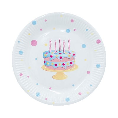 Assiettes rondes décor Anniversaire