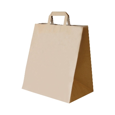 Sacs cabas avec poignées plates - kraft brun