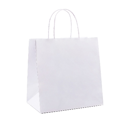 Sacs cabas avec poignées torsadées - kraft blanc vergé