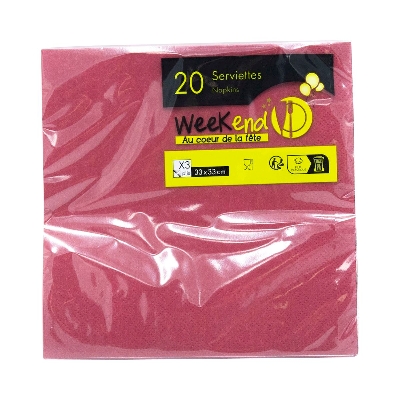 Serviettes unies - 3 plis - 33 x 33 cm